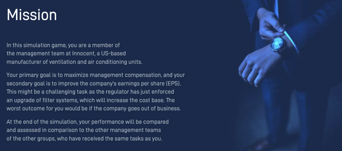 ESG simulation showing the stakeholder mission