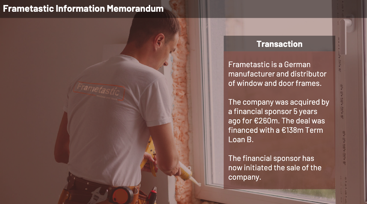 frametastic Information Memorandum used in the Investment Banking simulation