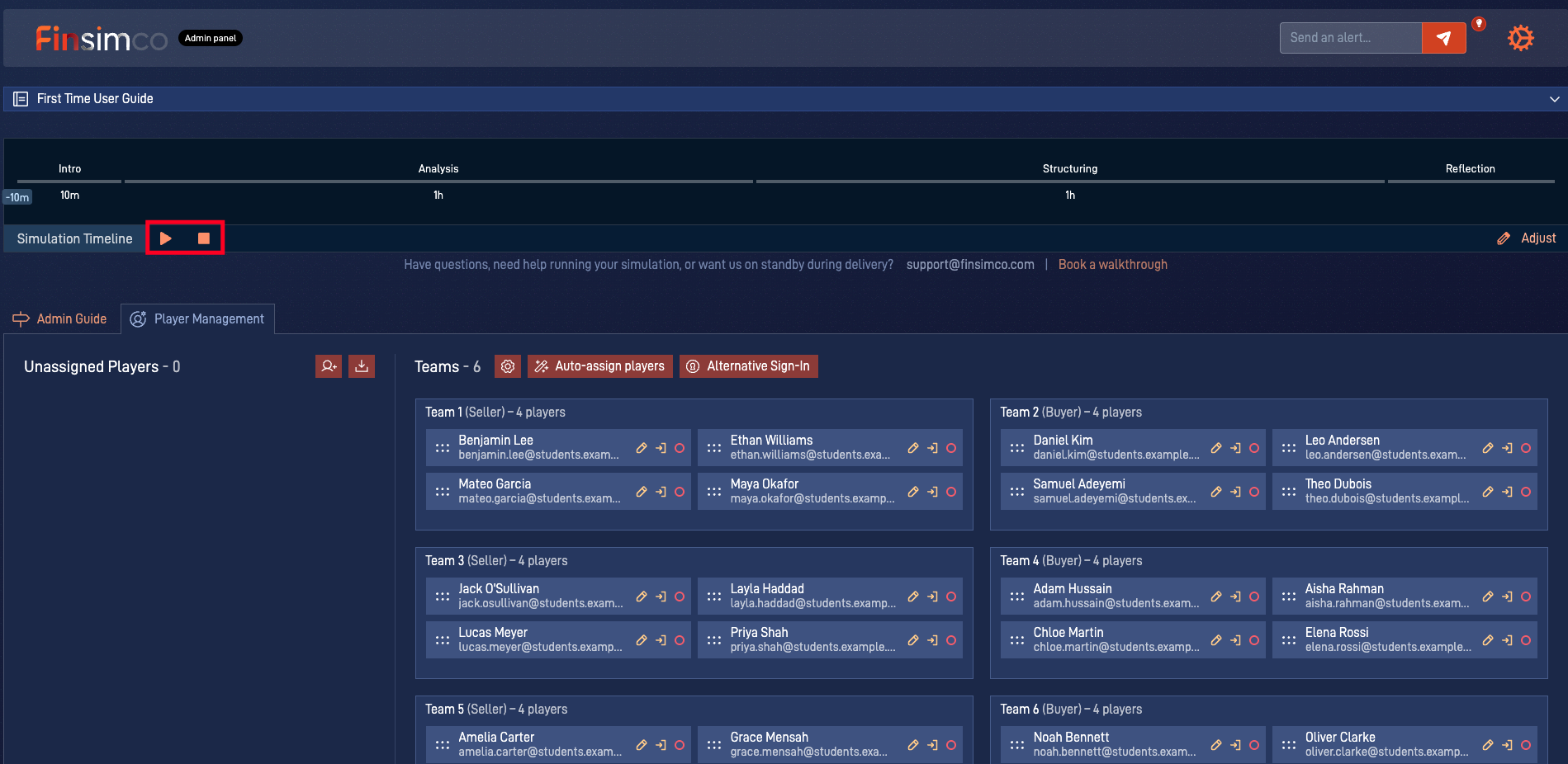 M&A admin panel showing how to start and manage progression