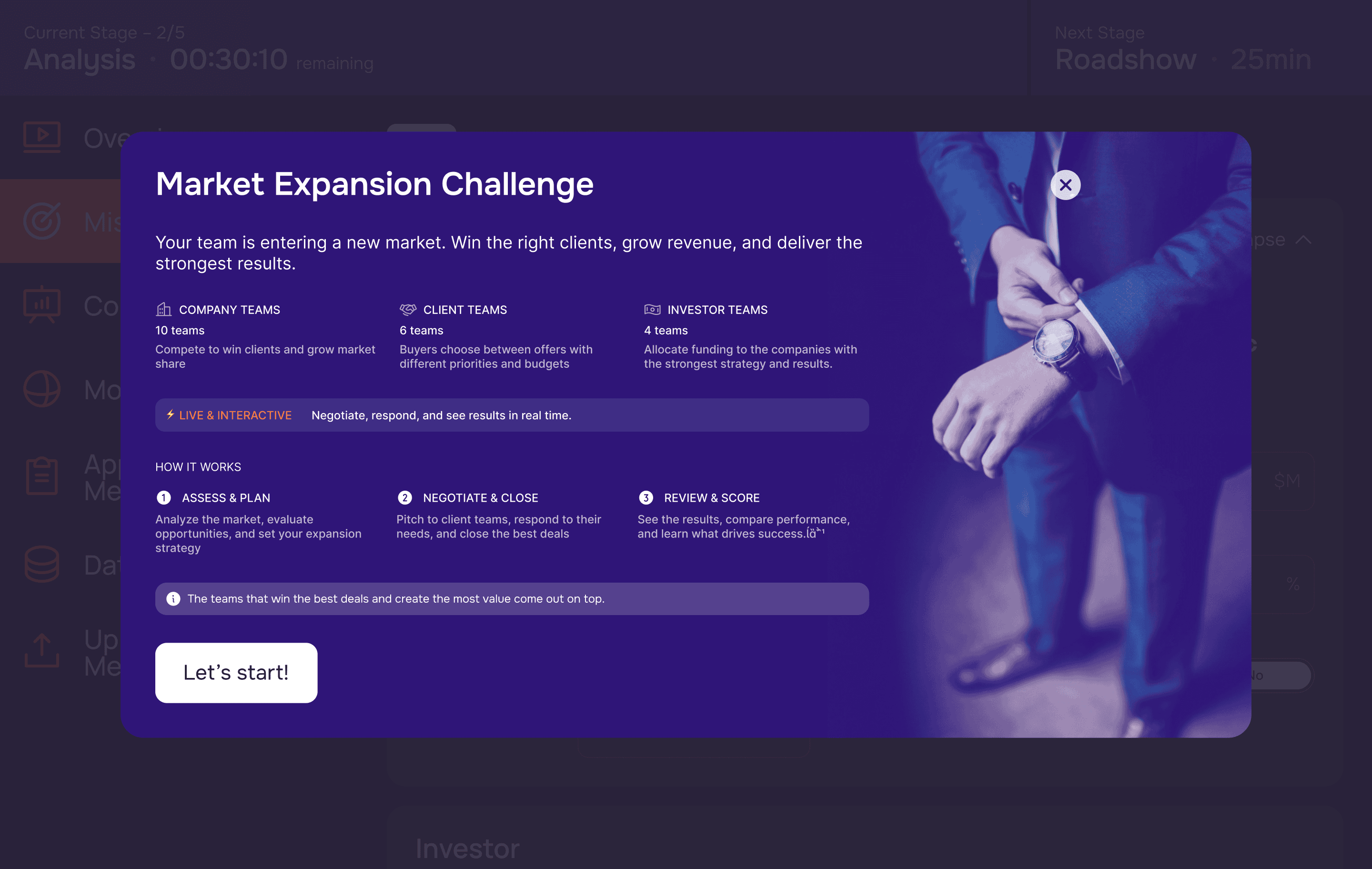 Market Expansion Challenge Simulation Interface