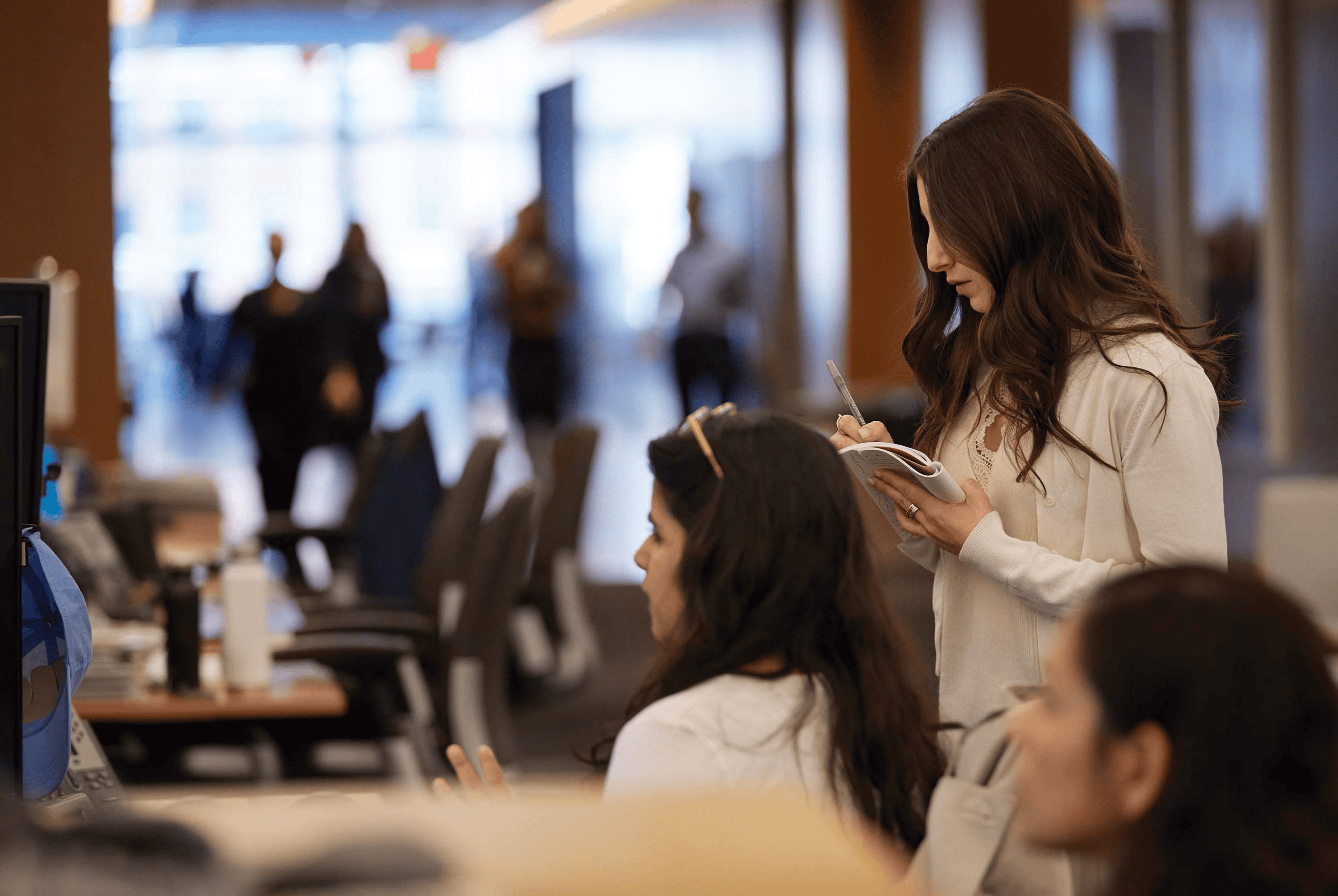 Employees developing skills through a simulation
