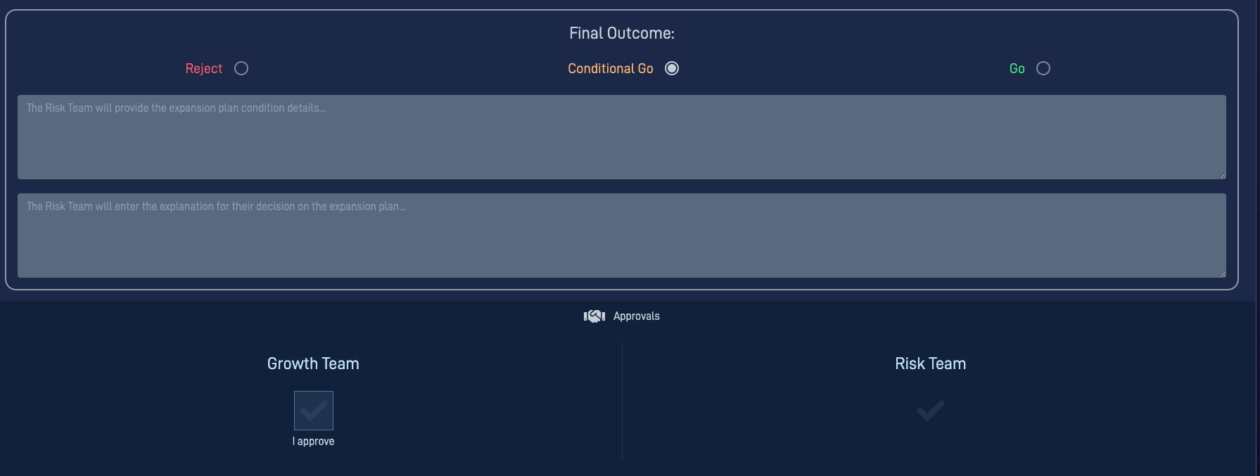 Porter's Five Forces simulation showing the final approvals section