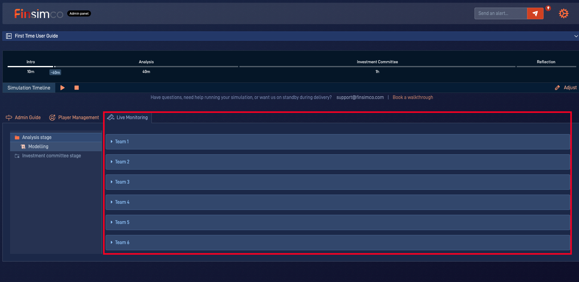 PESTLE Analysis simulation showing how to monitor teams