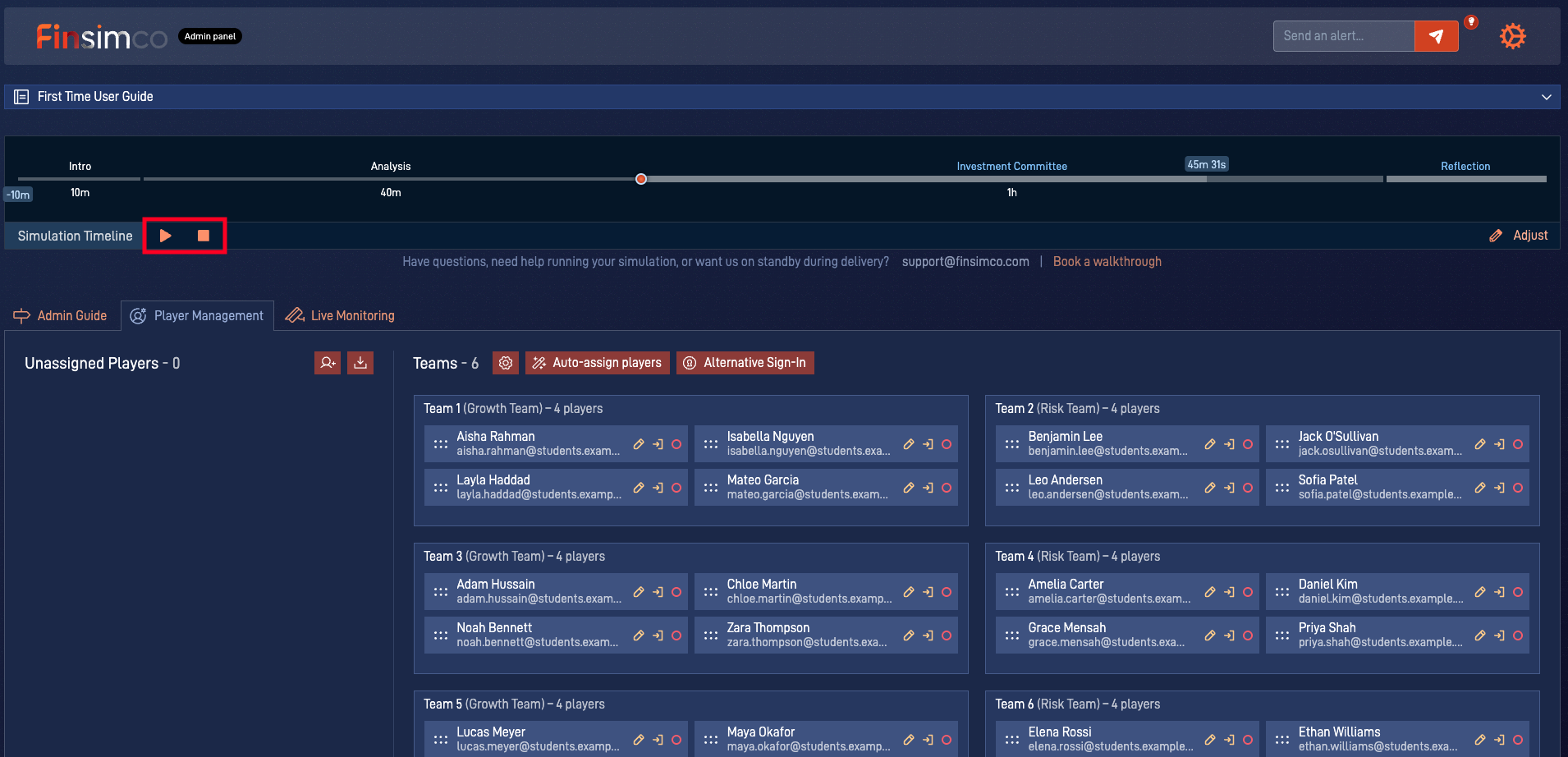 PESTLE Analysis admin panel showing how to pause, stop or resume