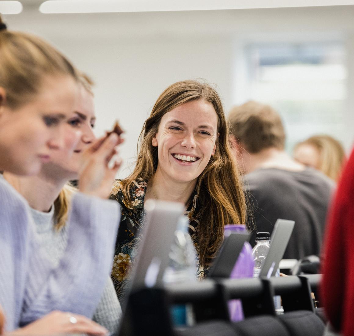 Students at a campus recruitment simulation event