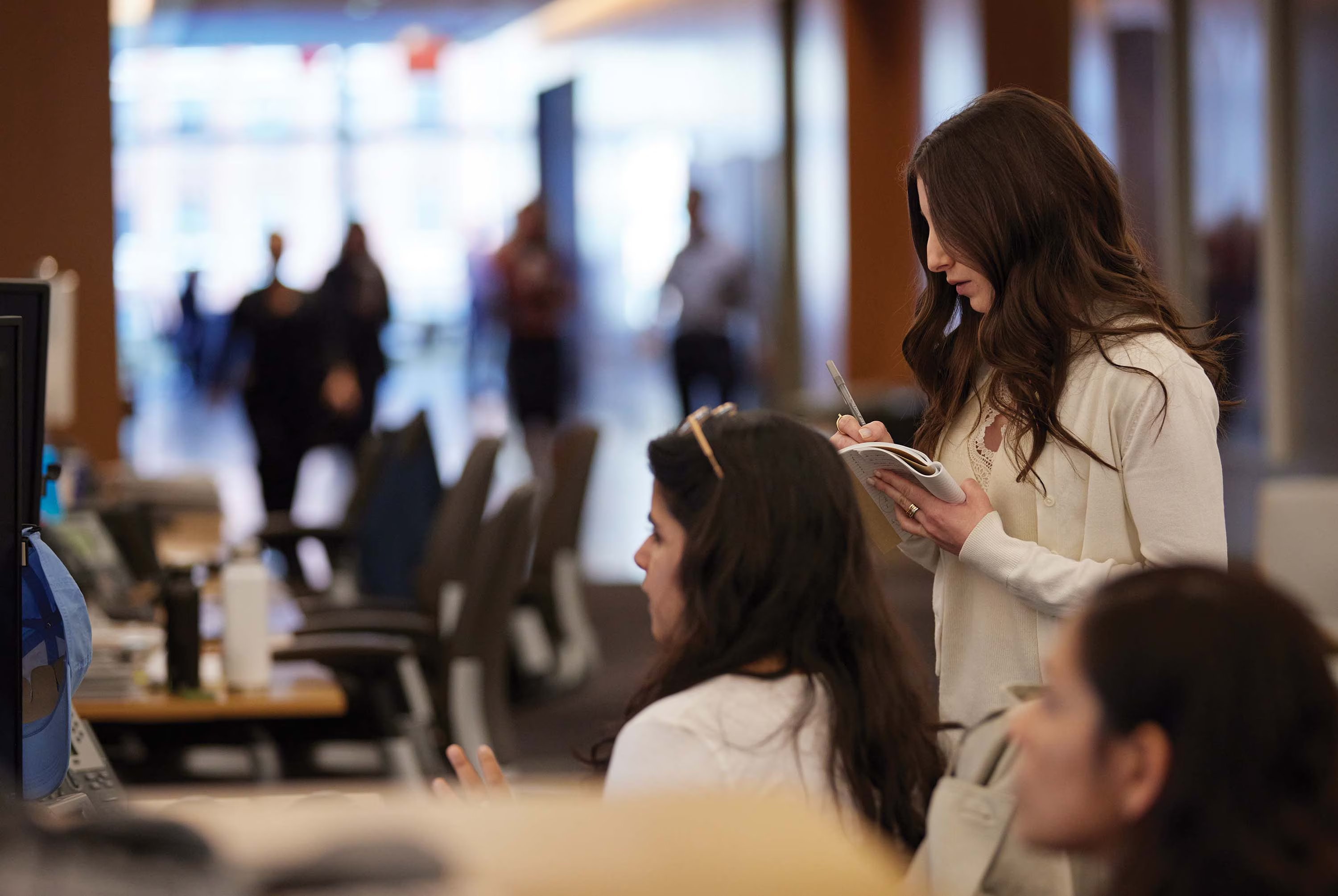 Employees developing skills through a simulation