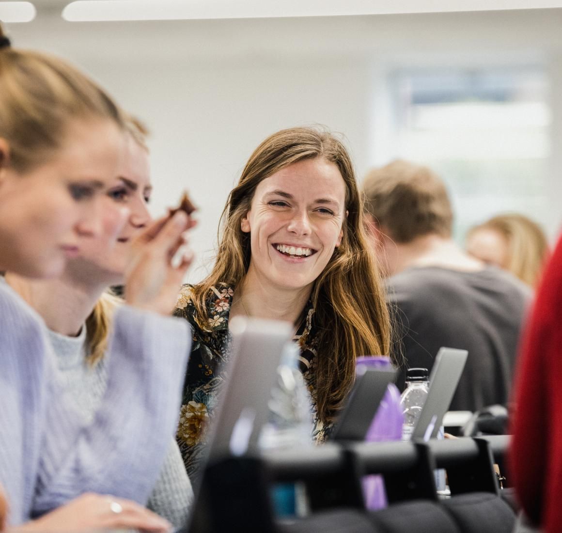 Students at a campus recruitment simulation event