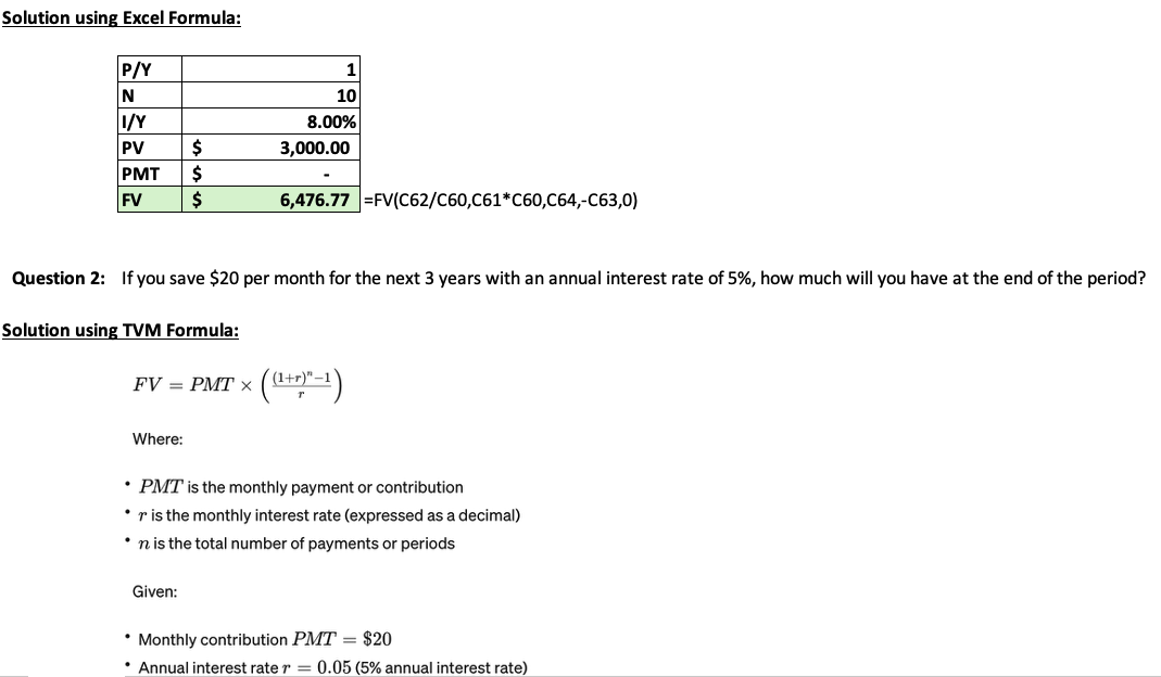 practise with worked Excel examples used in the Time Value of Money simulation